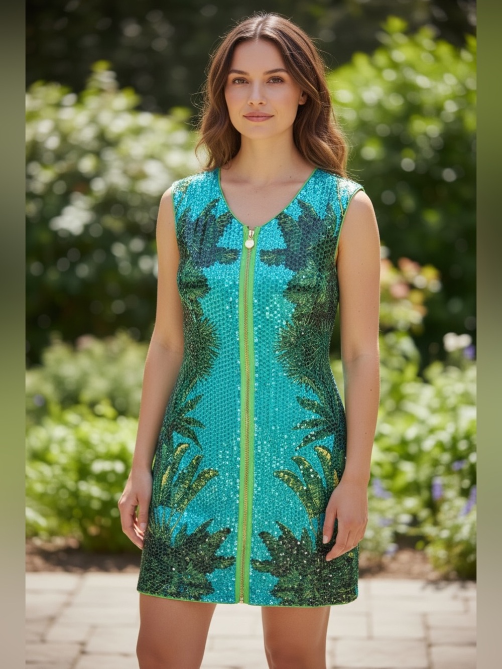 Rare Versace × H&M Palm Tree Print Sequin Dress